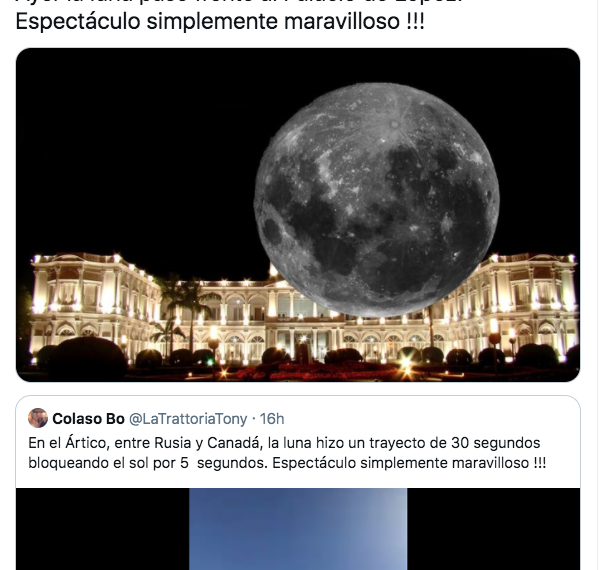 Colaso Bo cae en noticia falsa sobre la luna y en redes disparan las „risas“