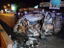 Choque y posterior incendio: joven muere calcinado dentro de su vehículo