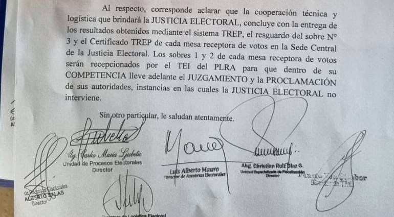 Justicia Electoral no intervendrá en proclamación de autoridades del PLRA