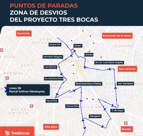 Viceministerio reubica 34 paradas de buses en calles alternativas a Tres Bocas