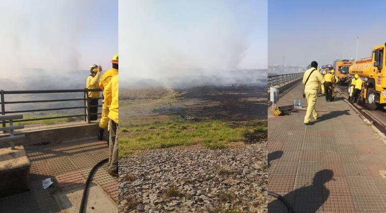 Bomberos trabajan para controlar incendio en la Costanera de Asunción